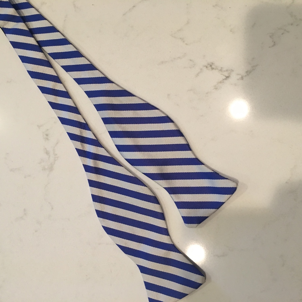 Youth Blue Stripe Bow Tie Duke Colors
